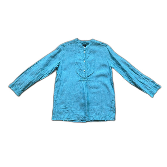 J. CREW x Baird McNutt Irish Linen Blue Button Up Shirt Top Women's Size 2 - Picture 3 of 10